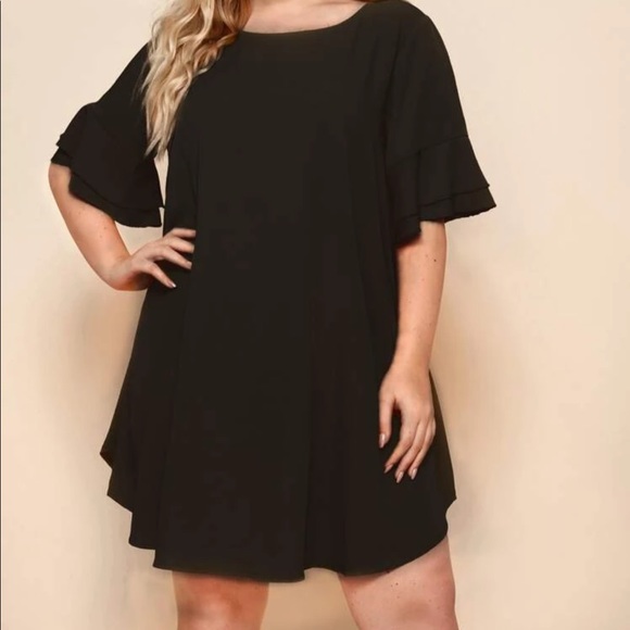 PLUS flutter short sleeve dress ruffle tiered - Picture 2 of 6